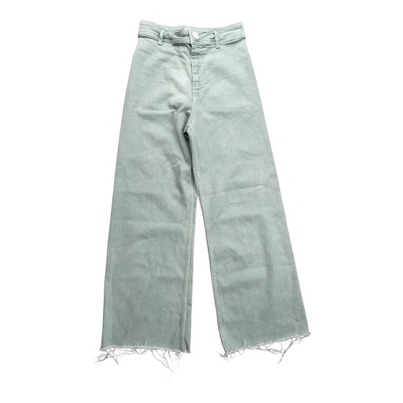 Zara Women's High-Waisted Frayed Hem wide leg Jeans sz 4, 008 - Picture 1 of 3